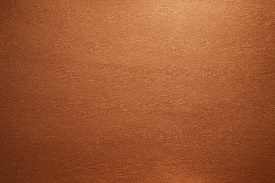 Luxurious textured background of shiny, grainy matte copper foil, exhibiting a subtly sanded or brushed metal finish with warm, reflective metallic tones.