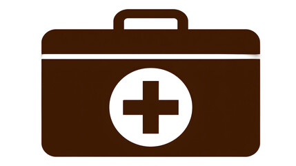 Obraz premium First Aid Kit Medical Icon Healthcare Symbol Brown and White Design