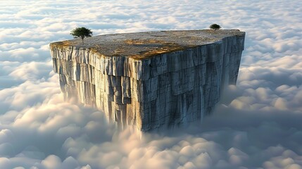 Surreal island suspended above the clouds  a dreamlike landscape of floating beauty