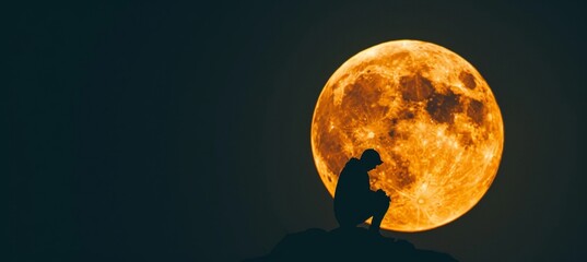 Wolves howling in harmony beneath a luminous full moon on a clear, starry night sky
