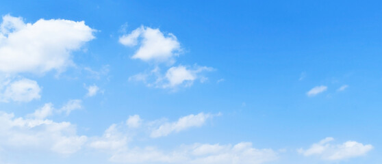 Blue sky with white fluffy cloud. Cumulus clouds background. Cloudscape morning sky. The concepts of freedom of life, never give up and positive though energy.