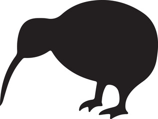 Kiwi Bird Silhouette Vector Illustration