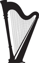Harp Silhouette Black Vector | Musical Instrument Clipart in Solid Style