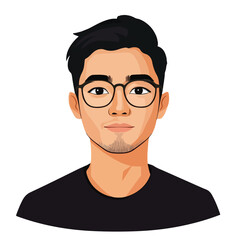 Professional Young Asian Man Vector Illustration for Graphic Design Projects