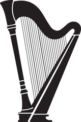 Harp Silhouette Black Vector | Musical Instrument Clipart in Solid Style