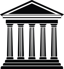 Obraz premium Classical Building Black and White Vector Illustration Government Institution Architecture Icon 