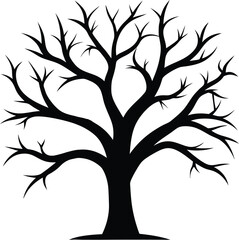 Obraz premium tree branch silhouette, bare twigs, natural form 