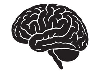 human brain logo silhouette vector, human brain logo icon vector, head with brain vector illustration design, black human brain logo silhouette vector style isolated on white background.