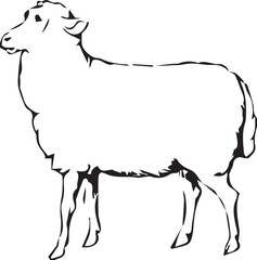 Sheep Silhouette - Vector Farm Animal Illustration