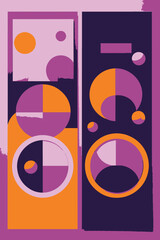 Obraz premium Abstract Geometric Art-Modern Graphic Design with Circles-Purple-Pink-Orange Color Palette-Contemporary Visuals for Creative Projects and Digital Art-Striking Composition