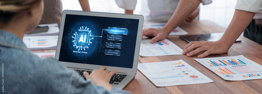 Fototapete Generative AI virtual assistant tools for prompt engineer and user for ease of engage artificial intelligence AI technology help people to work with generative AI functions by prompting the AI brisk