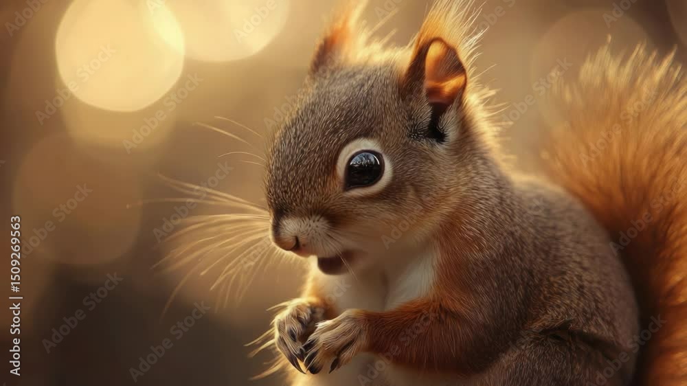 Aufkleber a close-up view of a squirrel munching on food