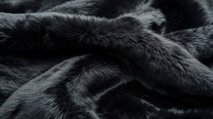 Close-up of dark gray faux fur fabric texture.