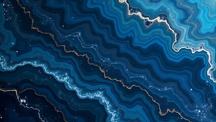 Abstract blue agate texture with gold veins art wallpaper background