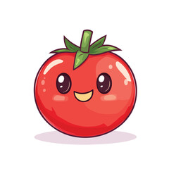 Obraz premium Adorable Tomato Kawaii Cartoon Vector Illustration - Isolated Cute Vegetable Design