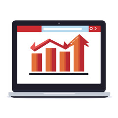 Professional Vector Illustration of a Website or Tab with Upwards Arrow Icon for Digital Marketing Strategies