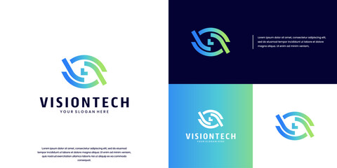 abstract logo with vision concept, modern technology, digital consultation, graphic design illustration.