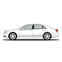 Fototapeta premium Professional White Sedan Vehicle Mockup Icon Vector Illustration Design