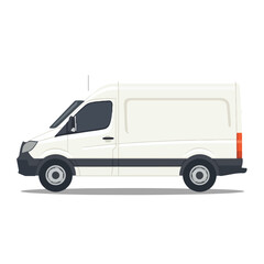 Professional White Van Vehicle Transport Isolated Icon Vector Illustration