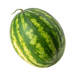 A whole single watermelon isolated on a transparent background
