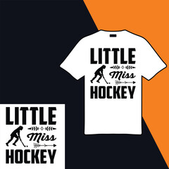 Little Miss Hockey .T-shirt Design. Vector Illustration.
