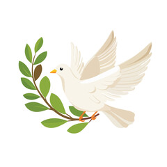 Obraz premium World Peace Day Dove and Branch Icon Isolated Vector Illustration for Peaceful Concepts