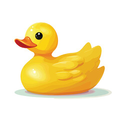 Fototapeta premium Yellow Duck Rubber Toy Icon Vector Illustration for Child Play and Bath Time