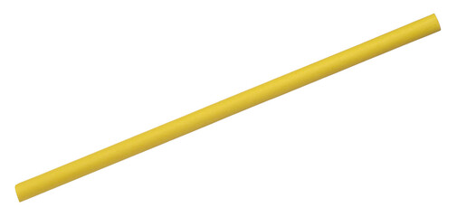 Close up yellow paper drinking straw isolated on white with clipping path, eco friendly	