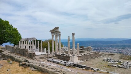 Pergamon ancient city ruins, Trajan Temple in Bergama city