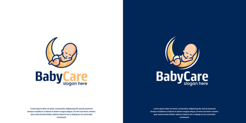 Symbol of comfort with a baby sleeping on the moon, sweet dreams, vector illustration design.