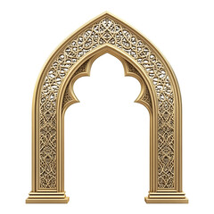 Arabic Golden Arch. Islamic Architecture Shape For Muslim Holidays. Design Elements Door, Frame, Window. Realistic. Ramadhan On Clear Png Background