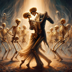 skeletons danse macabre allegory