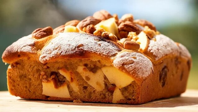 Golden Apple Nut Bread with Rustic Charm and Homemade Freshness Appeal