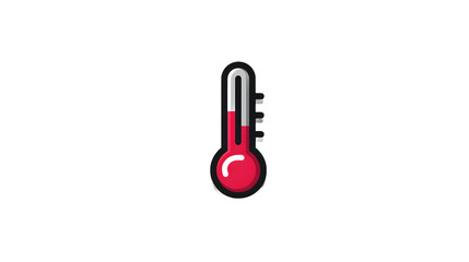 Thermometer Icon Temperature Gauge Heat Measurement Red and White Design Simple Graphic