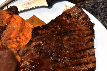 Perfectly grilled steak with beautiful char marks