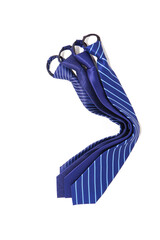 zipper neckties layering together on white background close up shot selective focused, neck ties isolated on white background 