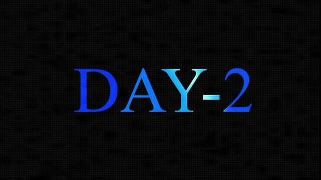 ext Animation Videos On green Background. 2 Day To Go white Logo lite . white font against a solid white background