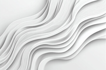 Abstract white wavy layers creating a flowing pattern with subtle shadows and textures on a light background