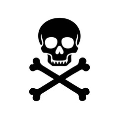 crossbones and skull death flat vector icon