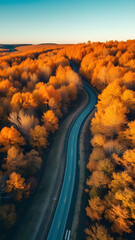 sunset over the road