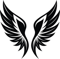 Fototapeta premium angel wings silhouette, open flight, divine symmetry 