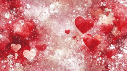 Abstract pattern of hearts in red and white tones.