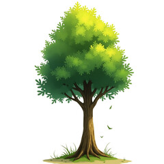 Cartoon green tree illustration isolated on white background