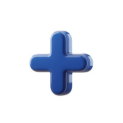 Bold blue plus sign representing addition optimism and growth with modern on transparent background