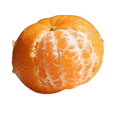 Partially peeled mandarin orange isolated on white background