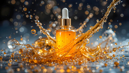 Water Splash Out of Oil Cosmetic Bottle