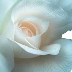 Delicate white rose flower closeup on white background