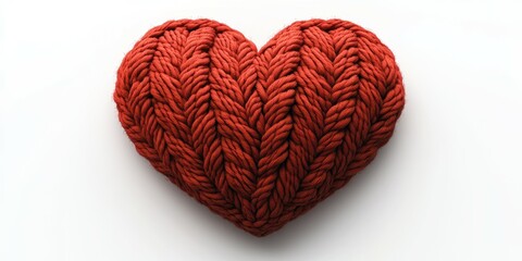 Knitted red heart featuring intricate patterns, perfect for home decor or a thoughtful gift
