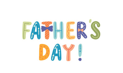 Cartoon lettering for Father's Day, vector illustration flat style
