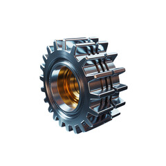 Sleek Metallic Gear symbolizing precision and innovation a captivating on transparent background